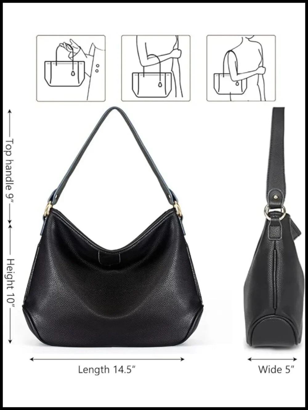 Montana West Medium Hobo Shoulder Bag Vegan Leather Detachable Strap Everyday
